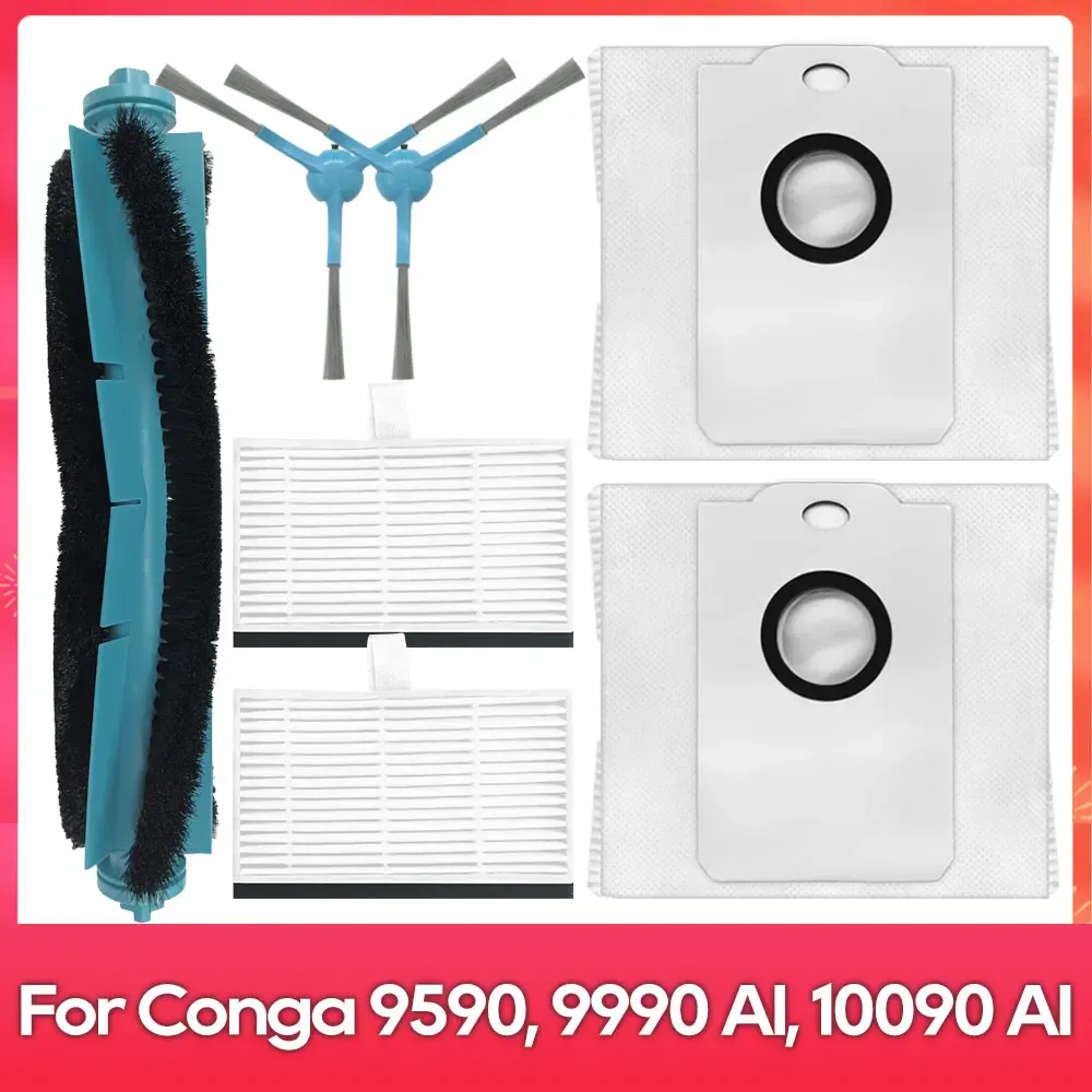Compatible avec (Conga 9590 / 9990 / 10090 AI Spin Revolution Ultra Power Home) : Brosse principale, brosse latérale, filtre, serpillière, sac à poussière, accessoire

Wait, that's the original English-free text already in French mostly; translating properly:

Compatible avec Conga 9590 / 9990 / 10090 AI Spin Revolution Ultra Power Home : brosse principale, brosse latérale, filtre, balai-serpillière, sac à poussière, accessoire 16