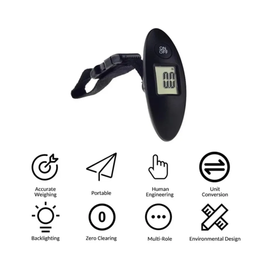 Balance à bagages portable 40 kg / 100 g, haute précision, avec sangle et écran LCD 3