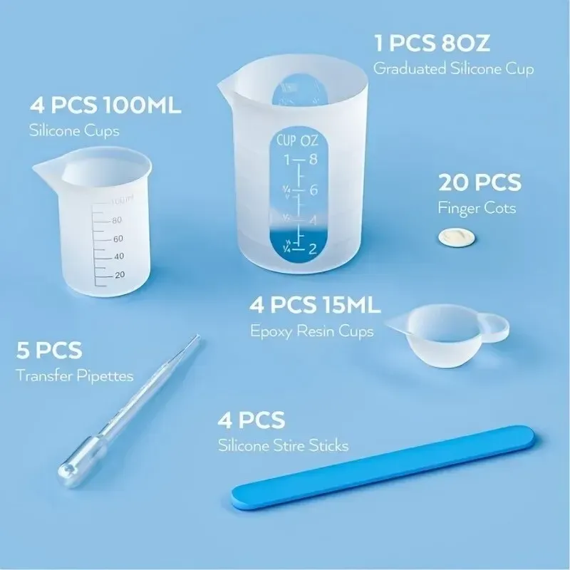 Kit de tasses doseuses en silicone pour résine et slime 5