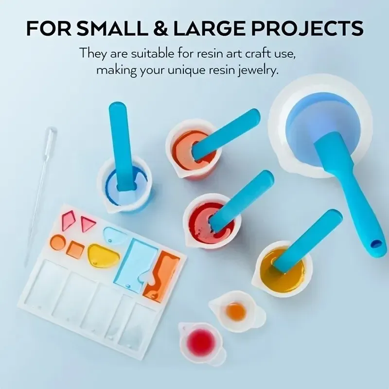 Kit de tasses doseuses en silicone pour résine et slime 6