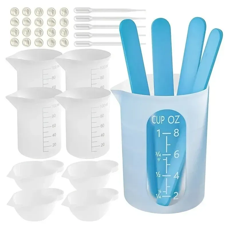 Kit de tasses doseuses en silicone pour résine et slime 7