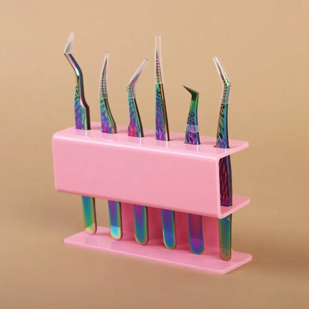 Support de rangement pour pincettes en acrylique à 6 emplacements, présentoir professionnel pour extensions de cils 2