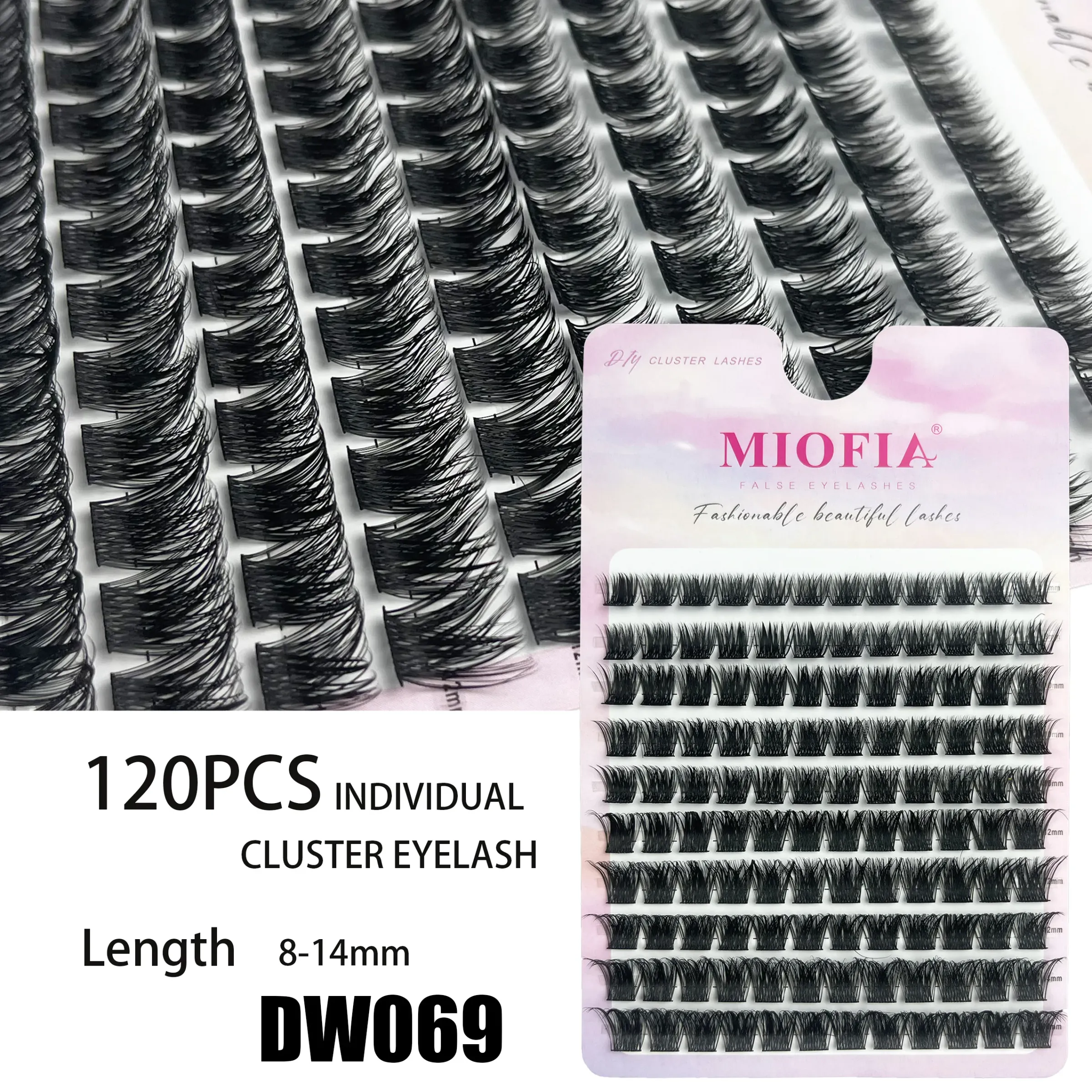 Cils individuels en grappe, courbure D, 8 à 14 mm, plateau mixte, extensions de cils naturelles, faux cils en vison 3D, lot de 120, outils de maquillage 3