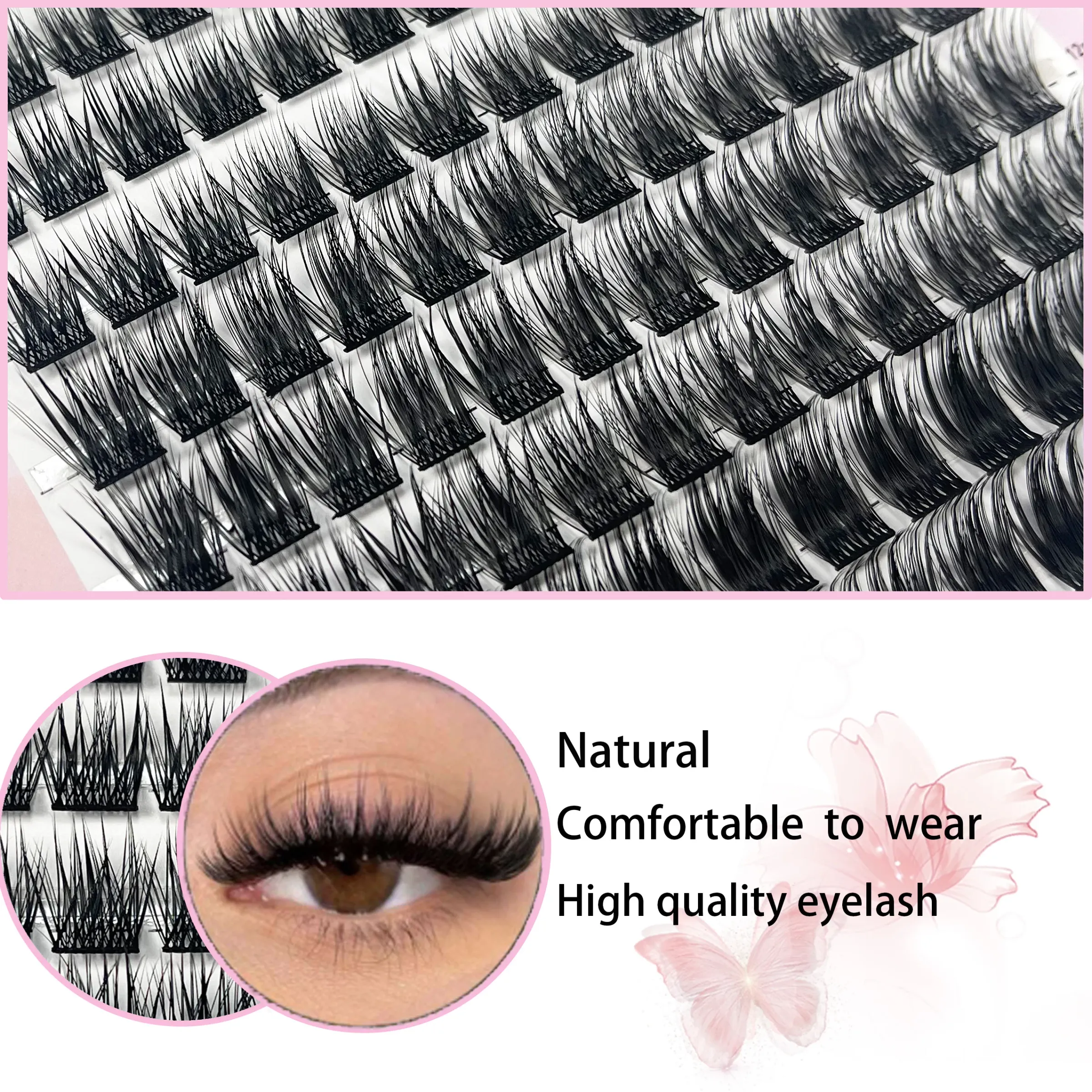 Cils individuels en grappe, courbure D, 8 à 14 mm, plateau mixte, extensions de cils naturelles, faux cils en vison 3D, lot de 120, outils de maquillage 2