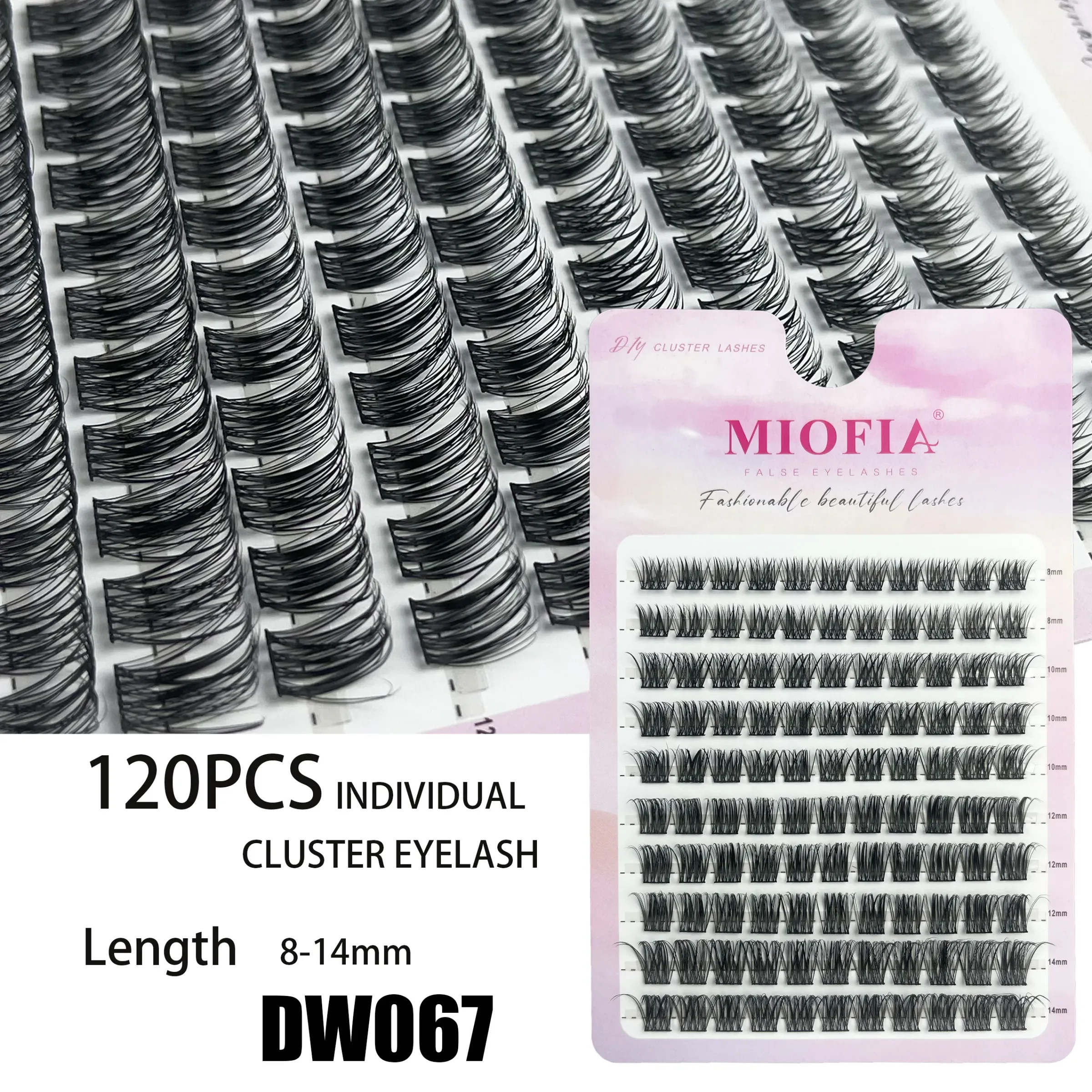 Cils individuels en grappe, courbure D, 8 à 14 mm, plateau mixte, extensions de cils naturelles, faux cils en vison 3D, lot de 120, outils de maquillage 7