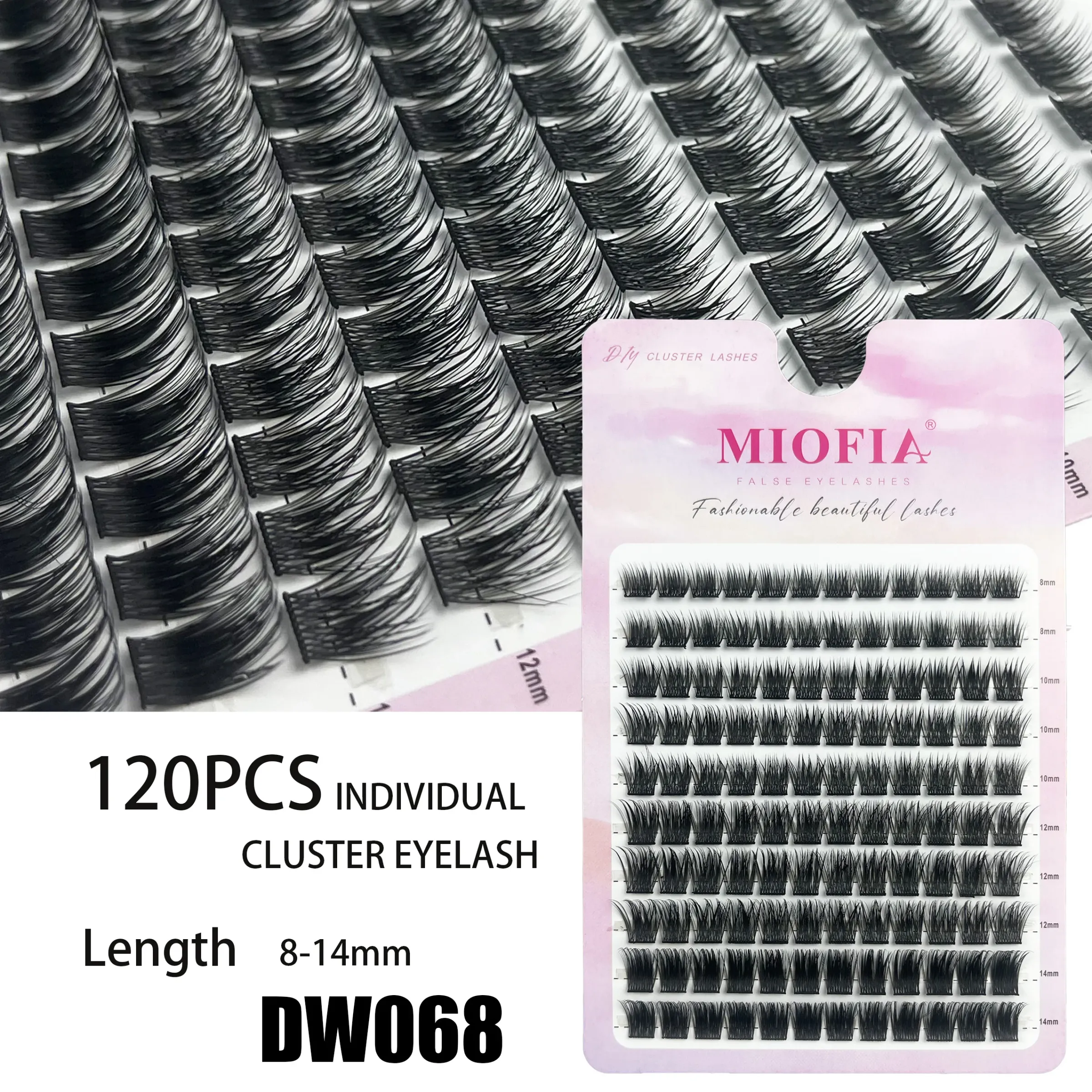 Cils individuels en grappe, courbure D, 8 à 14 mm, plateau mixte, extensions de cils naturelles, faux cils en vison 3D, lot de 120, outils de maquillage 10