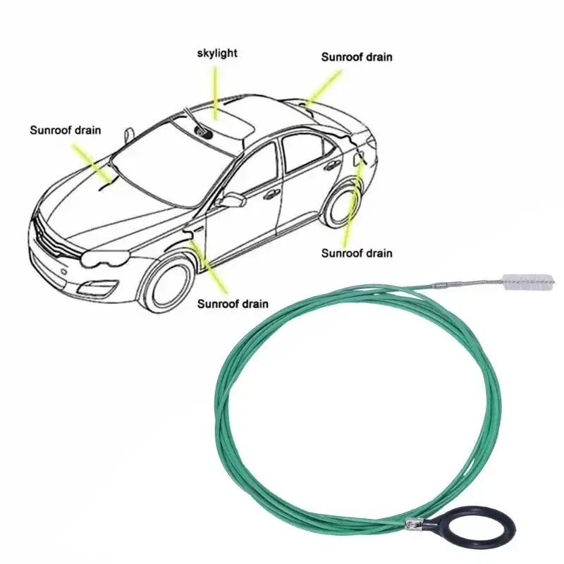 Brosse de nettoyage pour évacuation de toit ouvrant de voiture, tige longue 2/3 m 2