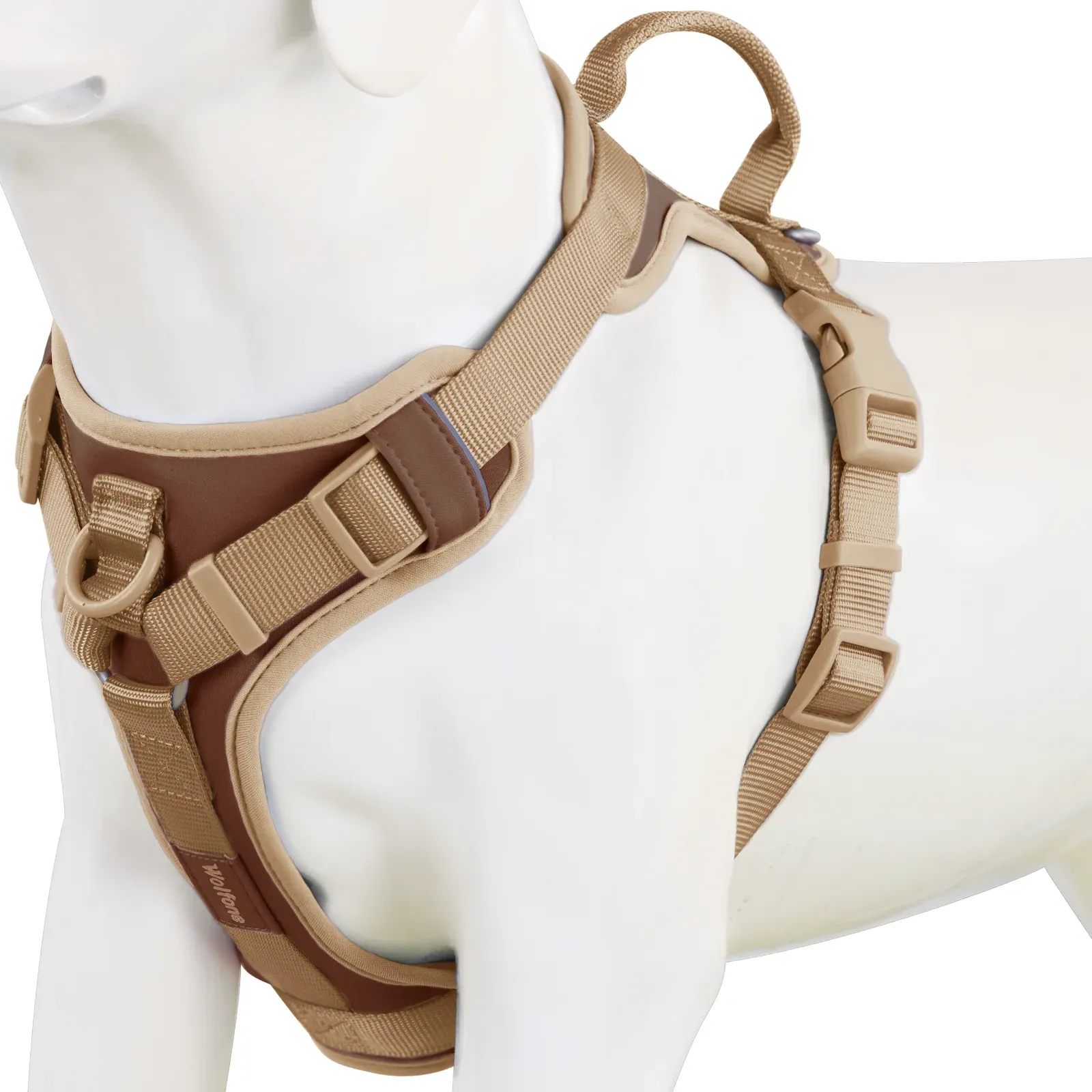Harnais de luxe pour chien anti-traction, couleur chocolat, réglable, pour petits et grands chiens 13