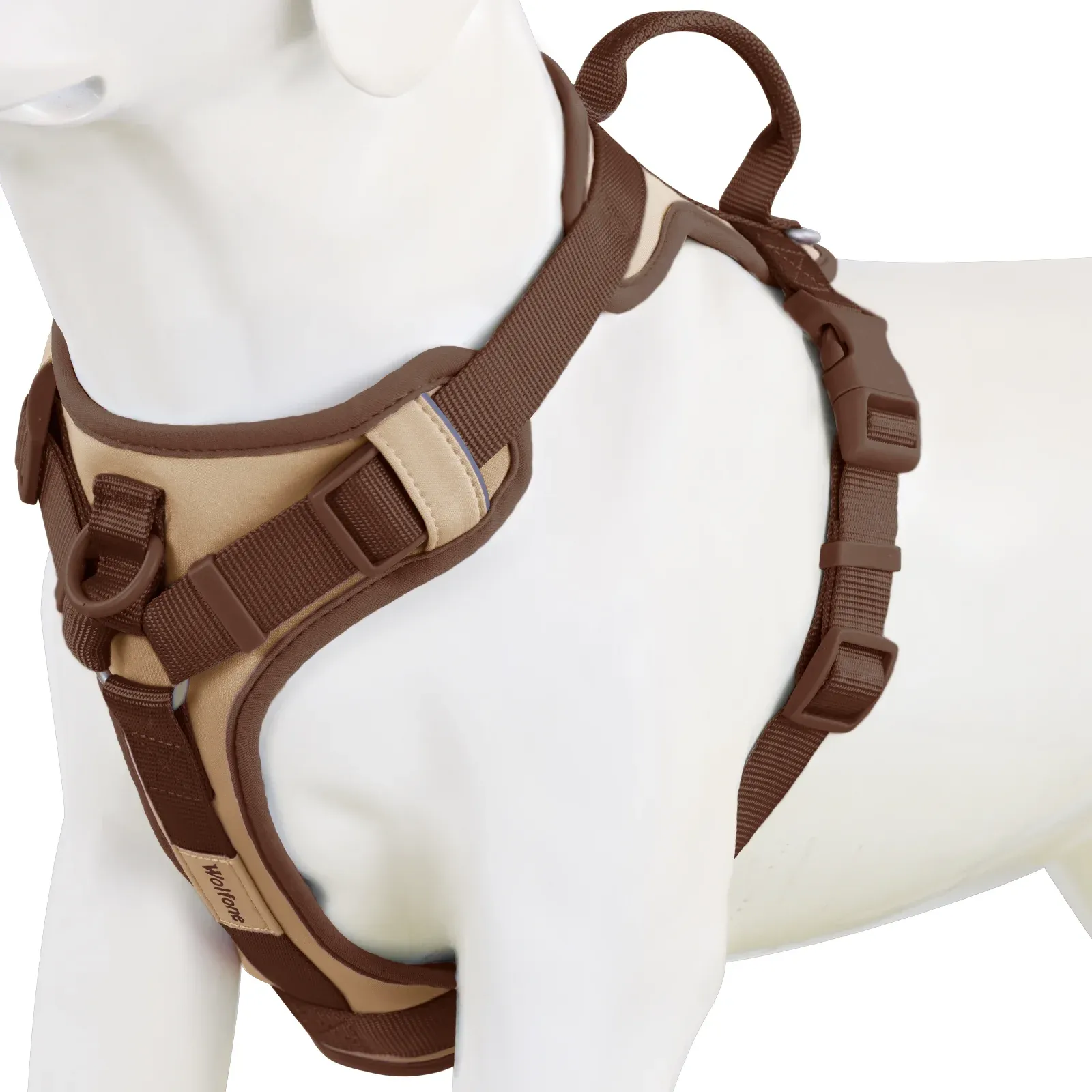 Harnais de luxe pour chien anti-traction, couleur chocolat, réglable, pour petits et grands chiens 12