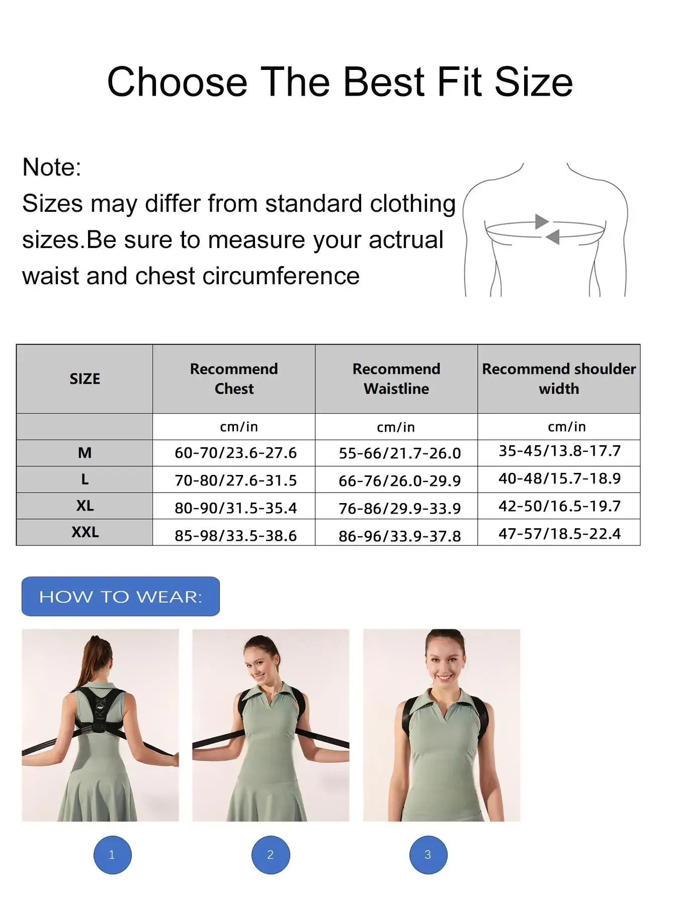 Support lombaire réglable VBOSi, correcteur de posture pour femmes et hommes, ceinture d'épaule sportive 5