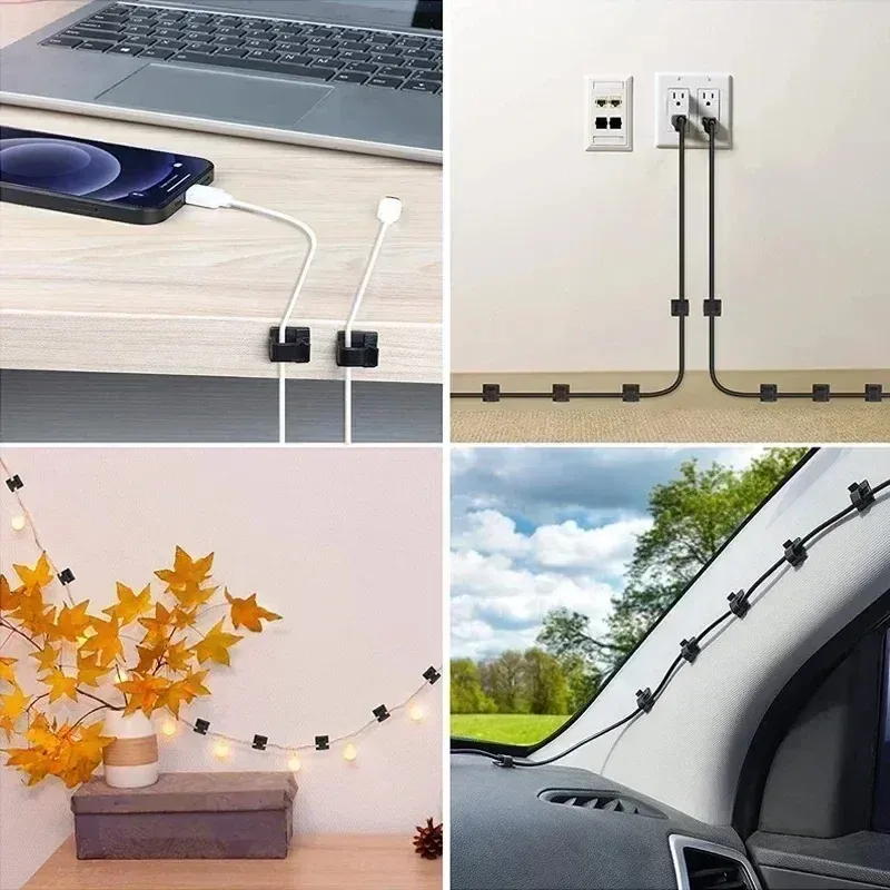 Clips adhésifs de gestion de câbles (lot de 10 à 50 pièces) pour voiture, maison et bureau 3