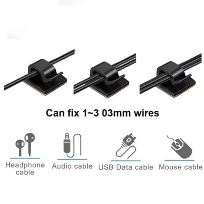 Clips adhésifs de gestion de câbles (lot de 10 à 50 pièces) pour voiture, maison et bureau 5