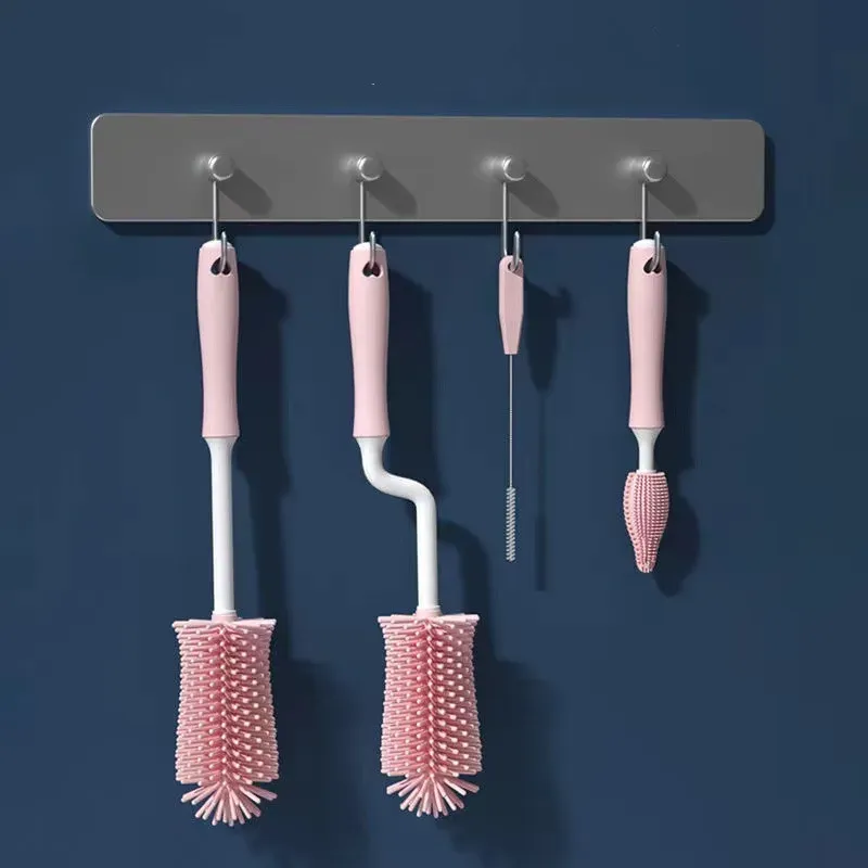 Brosse de nettoyage en silicone pour bouteilles, tétines et pailles, ensemble d'outils de cuisine 2