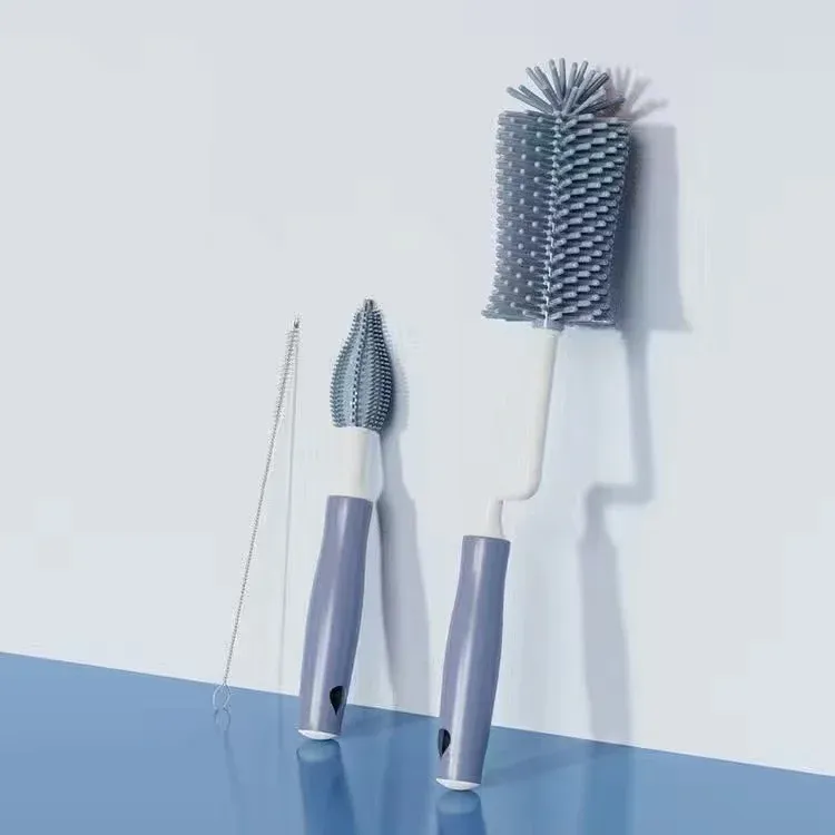 Brosse de nettoyage en silicone pour bouteilles, tétines et pailles, ensemble d'outils de cuisine 11