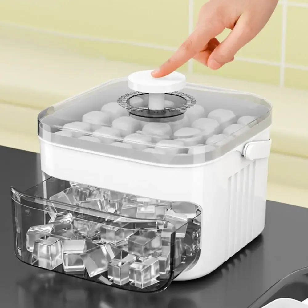 Machine à glaçons 50 cubes avec bouton poussoir facile, machine à glaçons à double couche, réfrigérateur, rangement à glace domestique, bac à glace - Image 1