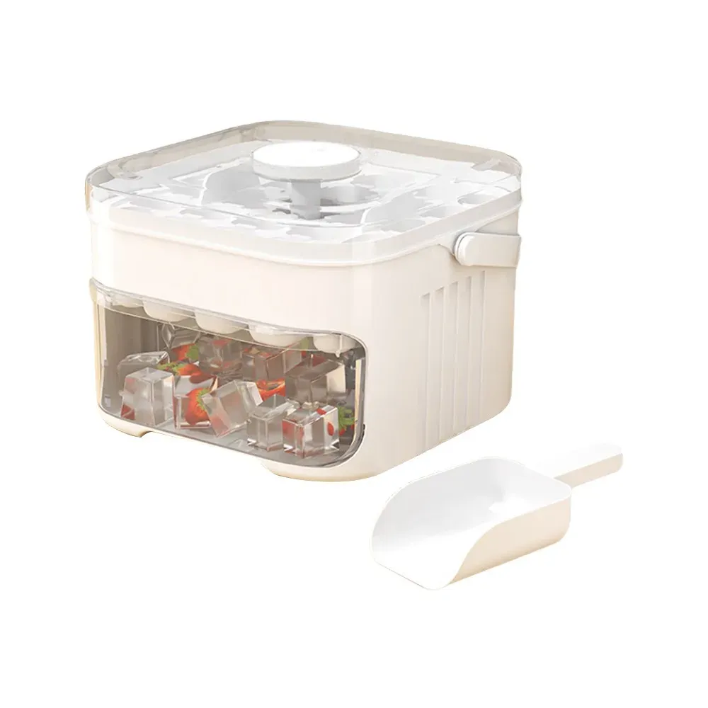 Machine à glaçons 50 cubes avec bouton poussoir facile, machine à glaçons à double couche, réfrigérateur, rangement à glace domestique, bac à glace 8