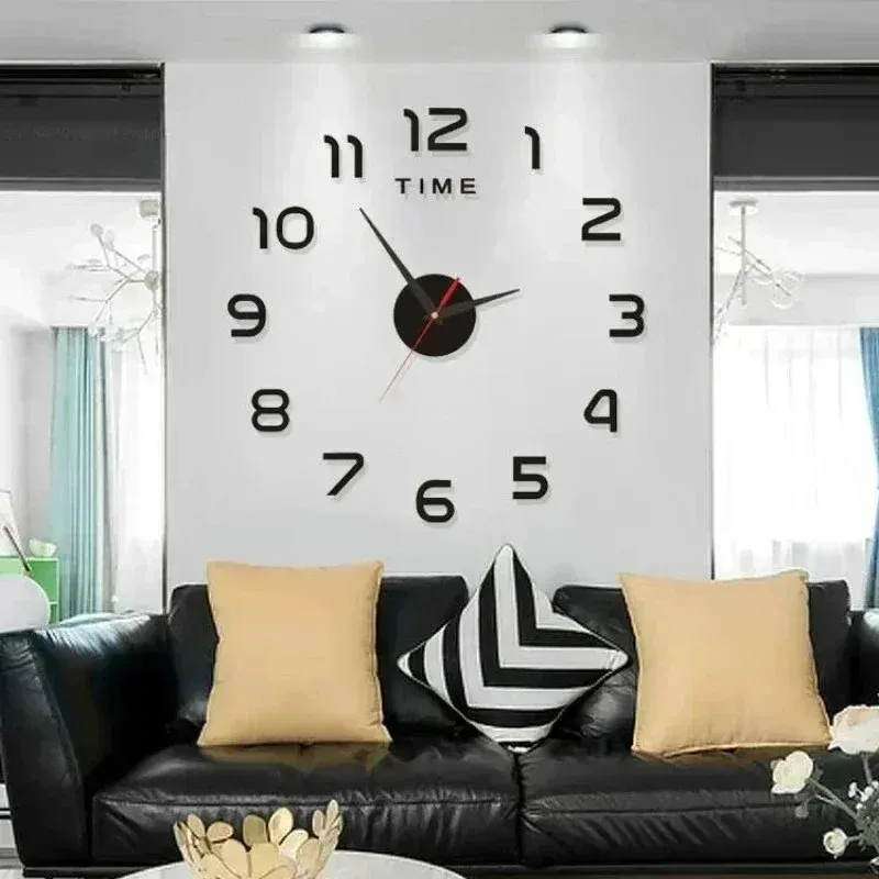 Horloge murale numérique en quartz avec stickers amovibles et aiguilles lumineuses 3