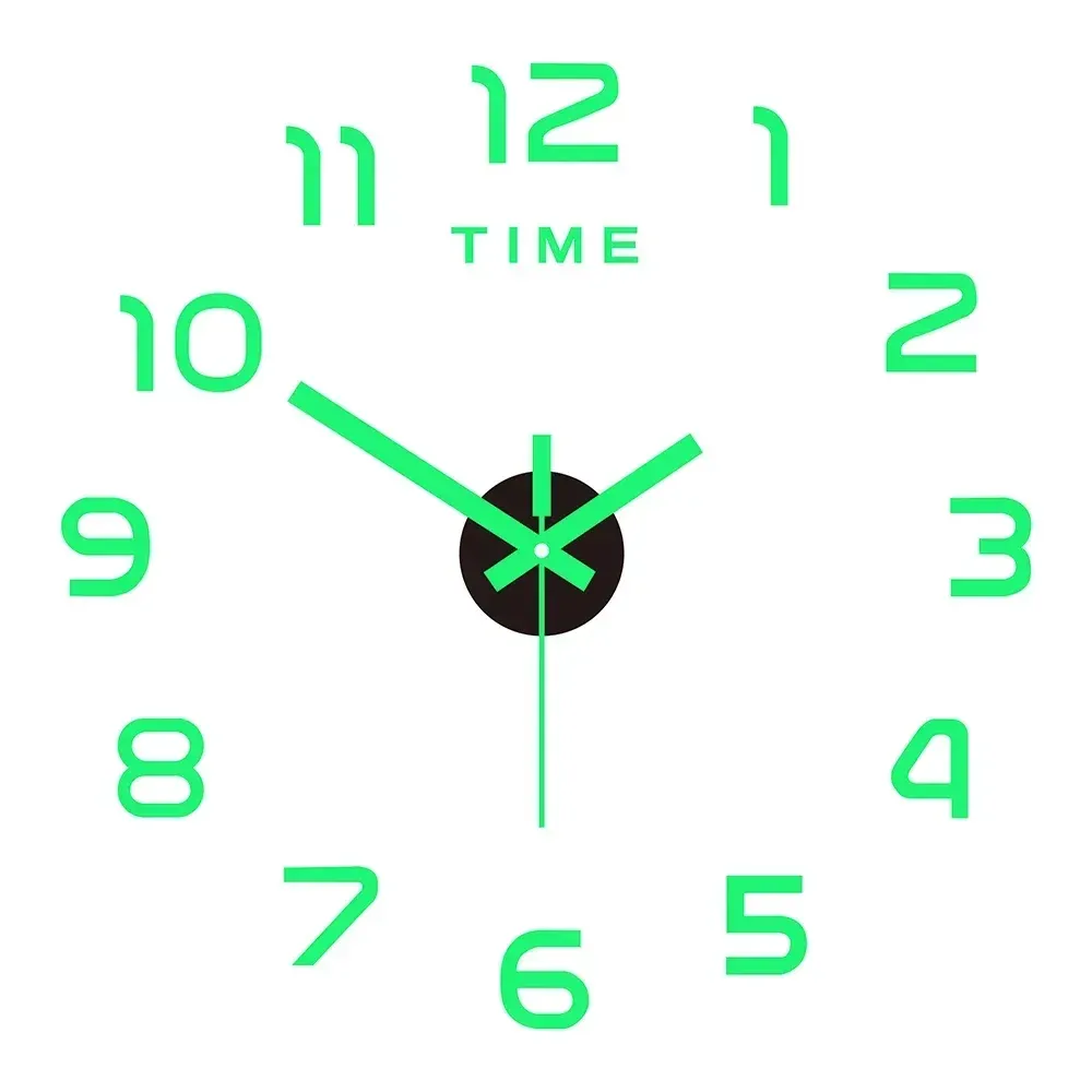 Horloge murale numérique en quartz avec stickers amovibles et aiguilles lumineuses 11