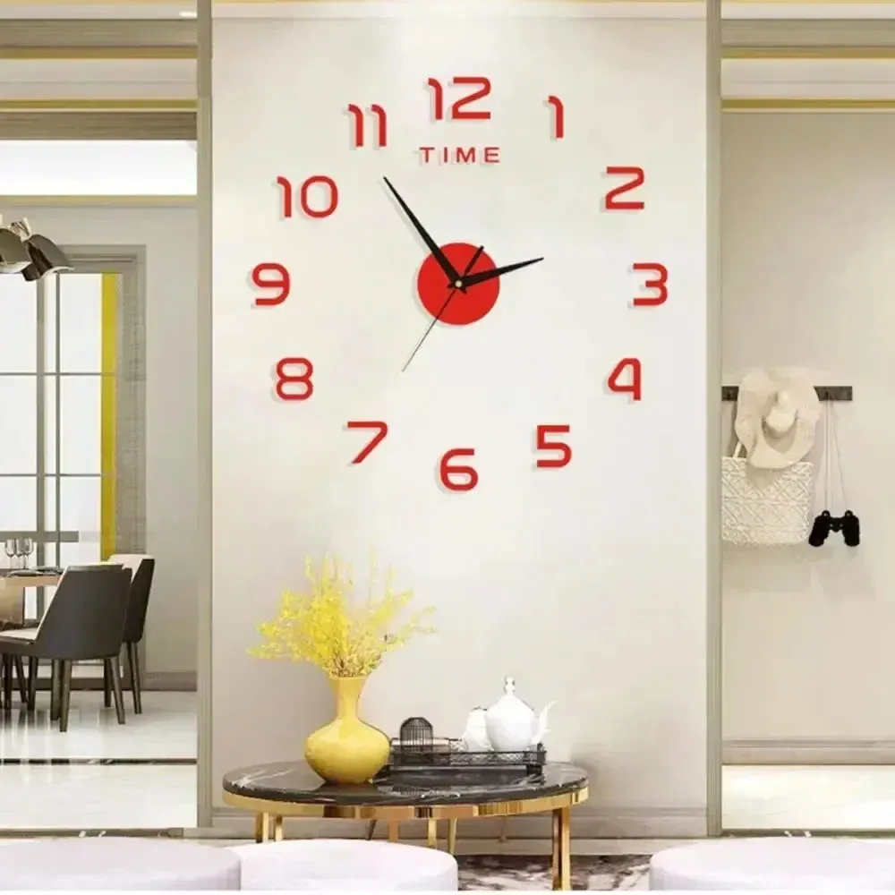 Horloge murale numérique en quartz avec stickers amovibles et aiguilles lumineuses 9