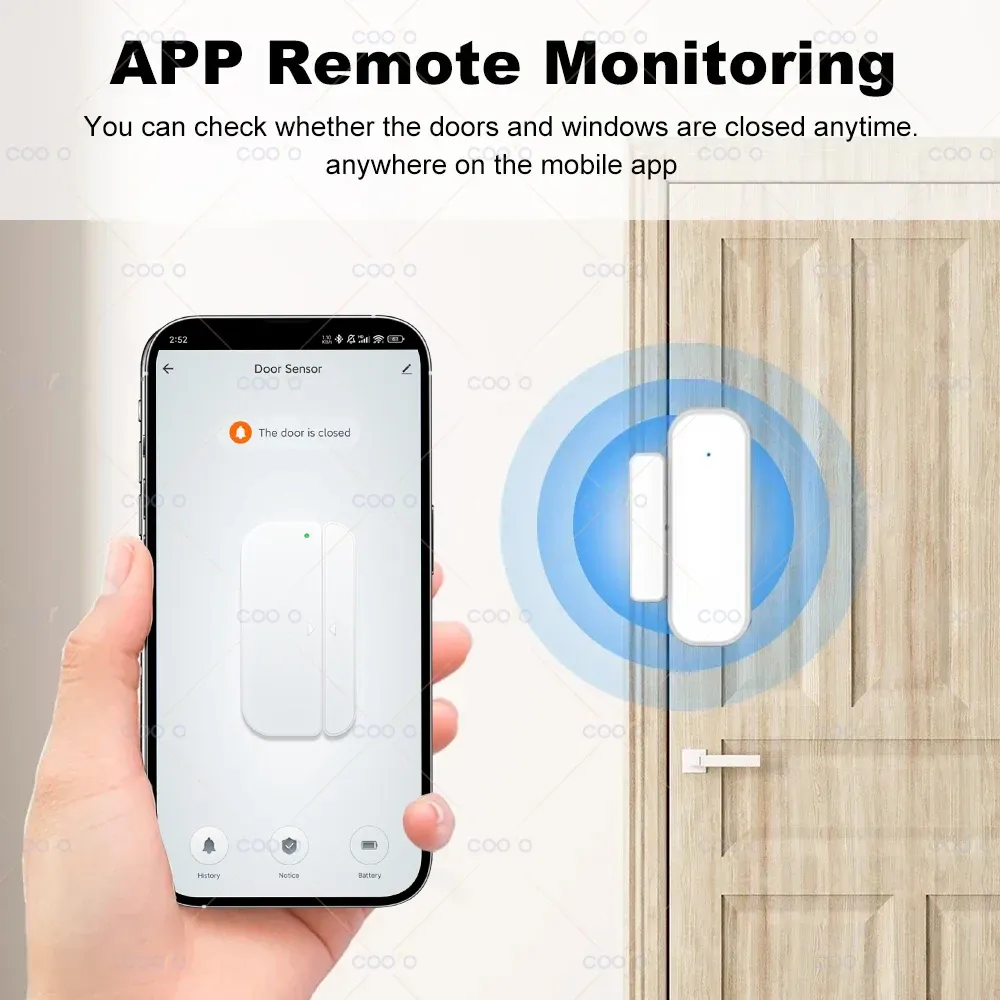 Capteur d'ouverture Zigbee pour porte et fenêtre, compatible Tuya et Smart Life, alarme de sécurité pour maison connectée 3