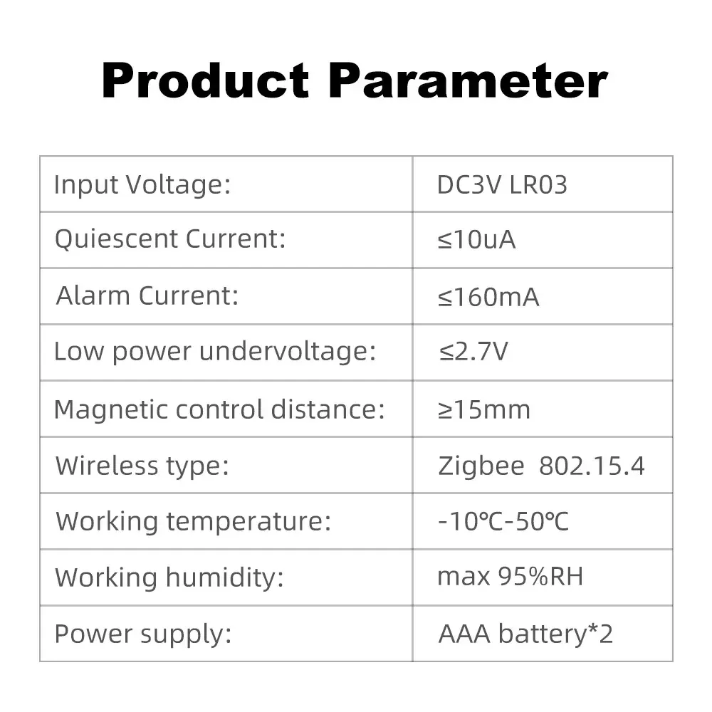 Capteur de porte et fenêtre Zigbee, vue rapprochée