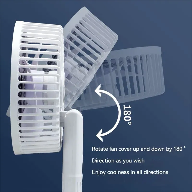 Ventilateur électrique portable sans fil à 3 vitesses, à pince, pour camping et bureau, avec base amovible 3