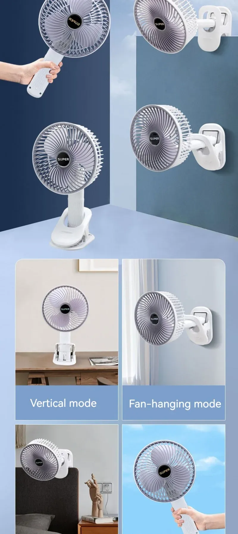 Ventilateur portable sans fil en situation