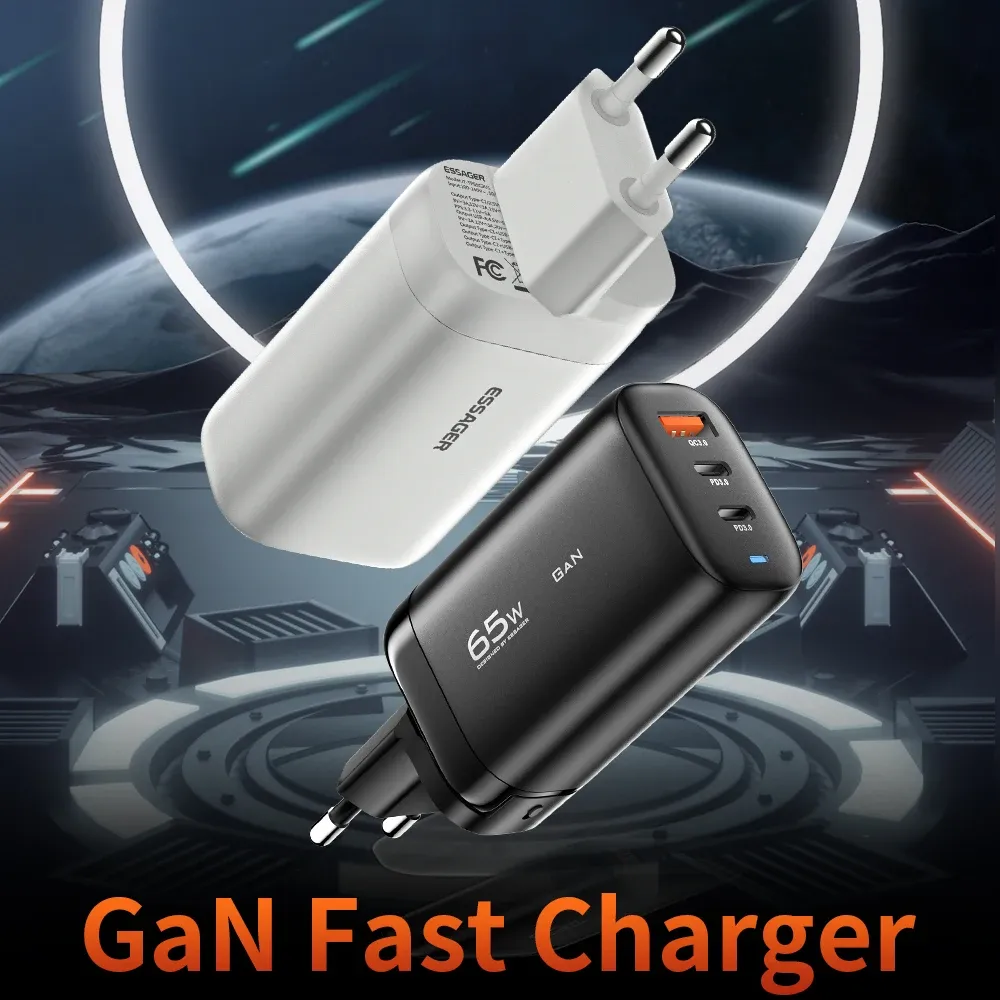 Chargeur GaN 65 W USB-C Essager pour ordinateur portable, PPS 45 W et 25 W, charge rapide compatible Samsung (QC 3.0, PD 3.0) et iPhone 14/13 Pro 2