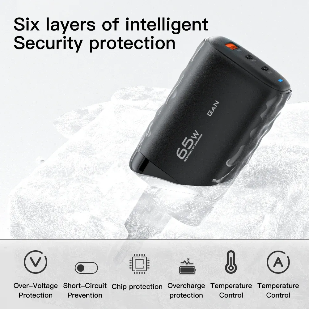 Chargeur GaN 65 W USB-C Essager pour ordinateur portable, PPS 45 W et 25 W, charge rapide compatible Samsung (QC 3.0, PD 3.0) et iPhone 14/13 Pro 4