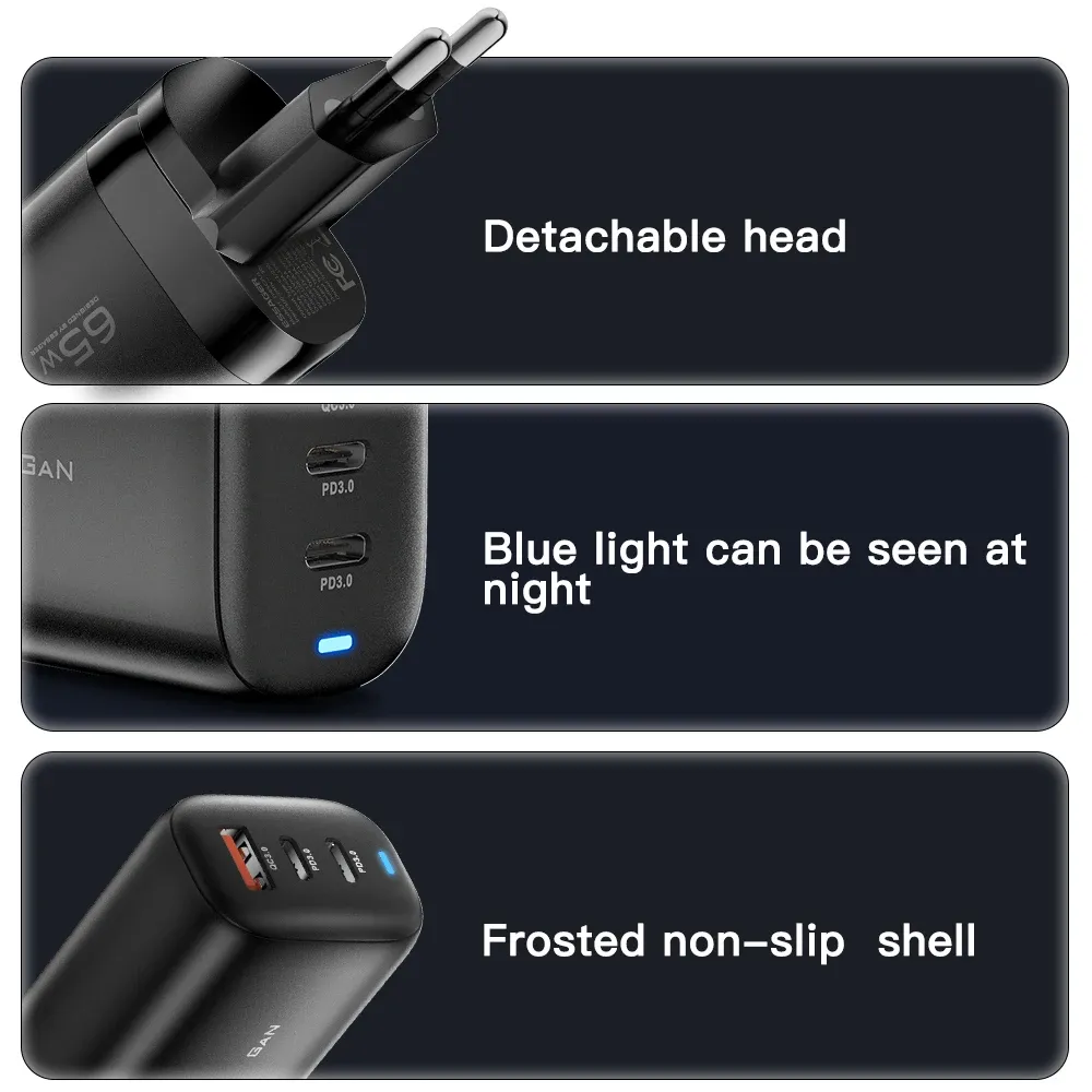 Chargeur GaN 65 W USB-C Essager pour ordinateur portable, PPS 45 W et 25 W, charge rapide compatible Samsung (QC 3.0, PD 3.0) et iPhone 14/13 Pro 6