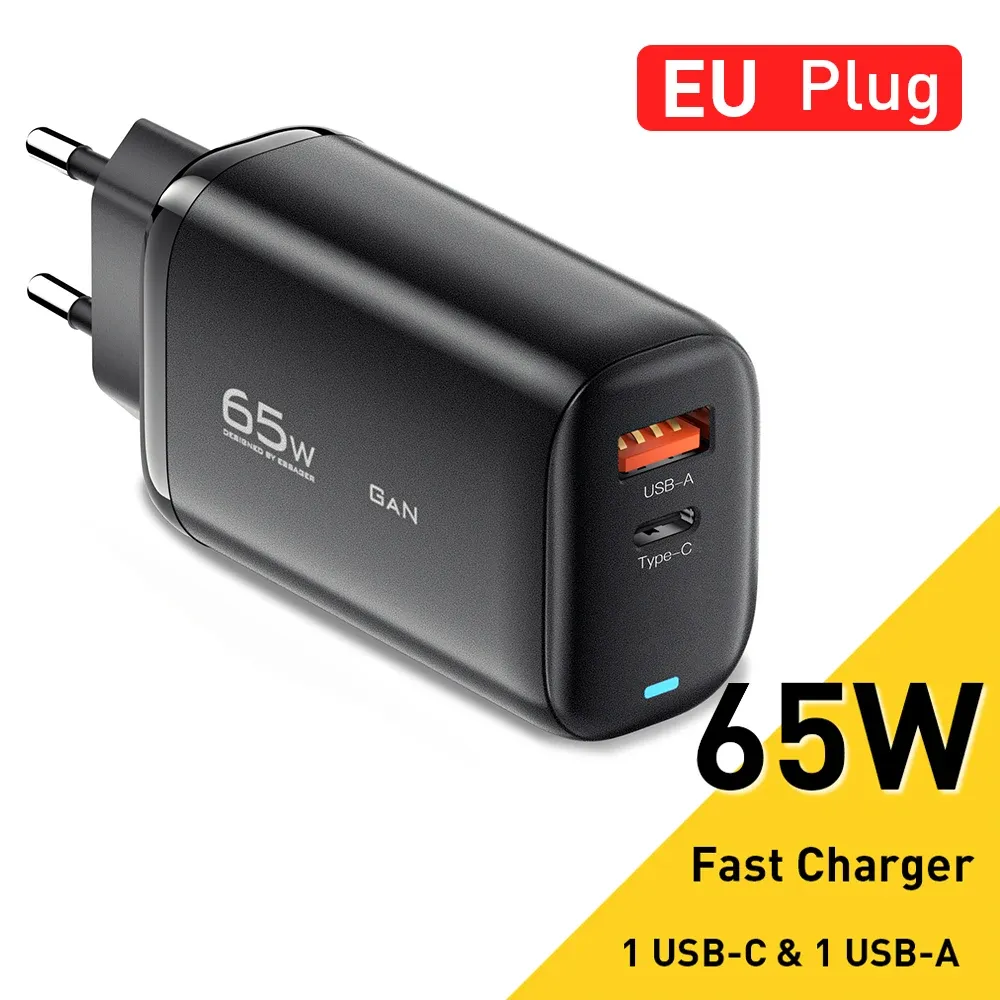 Chargeur GaN 65 W USB-C Essager pour ordinateur portable, PPS 45 W et 25 W, charge rapide compatible Samsung (QC 3.0, PD 3.0) et iPhone 14/13 Pro 7