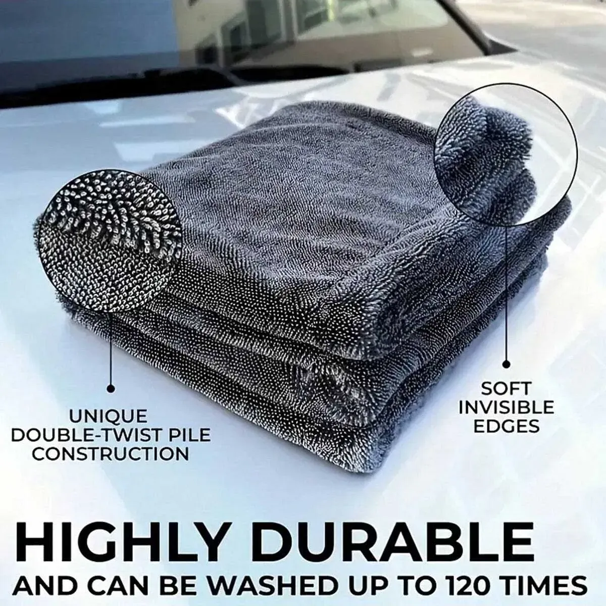 Serviette de nettoyage en microfibre pour voiture, absorbante, idéale pour les vitres et l'entretien automobile et domestique 4