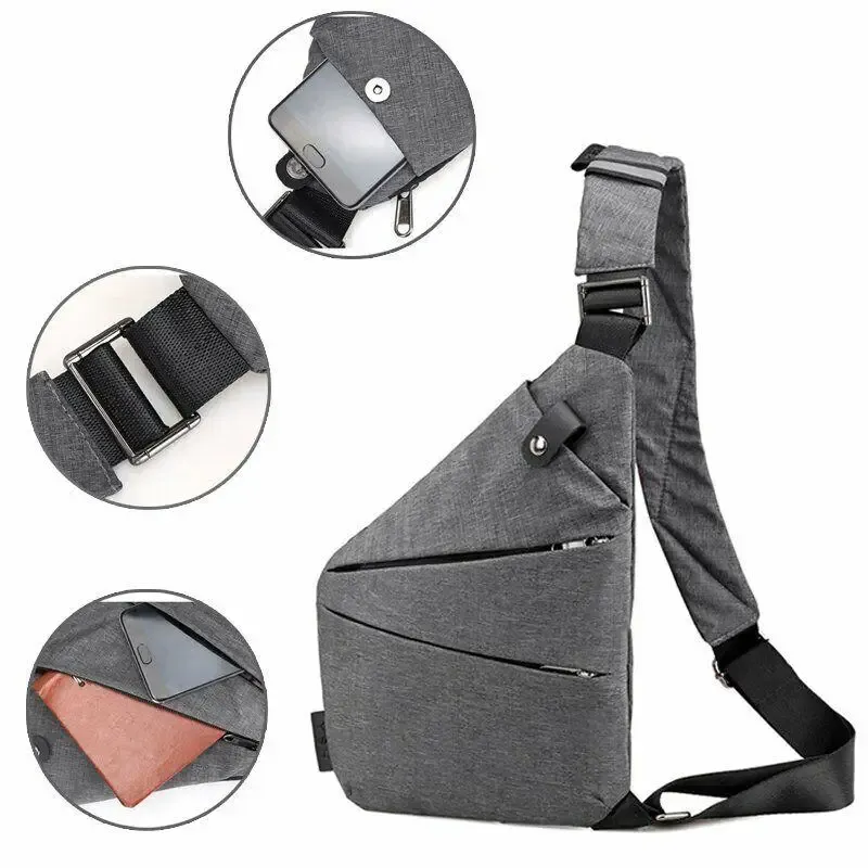 Sacs de poitrine multifonctions anti-vol pour hommes, sacs à bandoulière simples et étanches, sac banane 3