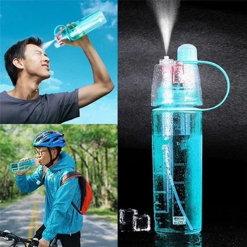 Bouteille d'eau pulvérisatrice portable de 600 ml, créative, pour les sports de plein air et la salle de sport