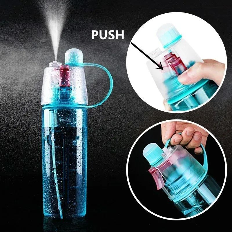 Bouteille d'eau pulvérisatrice portable de 600 ml, créative, pour les sports de plein air et la salle de sport 7