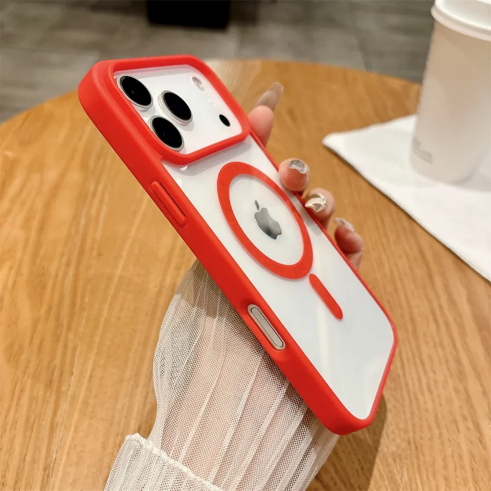 Coque de téléphone magnétique antichoc transparente en acrylique pour iPhone 2