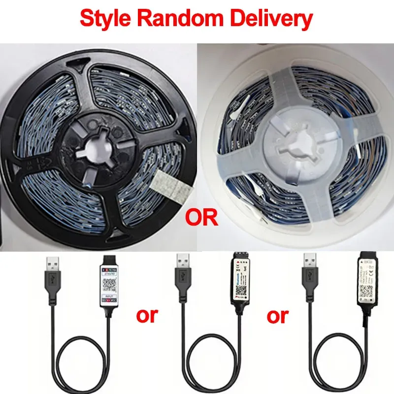 Bande LED RGB intelligente 5050 USB 5 V avec synchronisation musicale, télécommande 24/44 touches et contrôle par application, ruban flexible pour salle de jeux et rétroéclairage TV 6