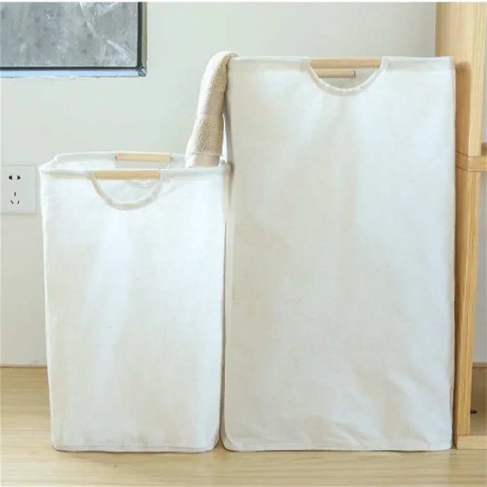 Panier à linge imperméable en coton et lin, pliable, grande taille - Image 1