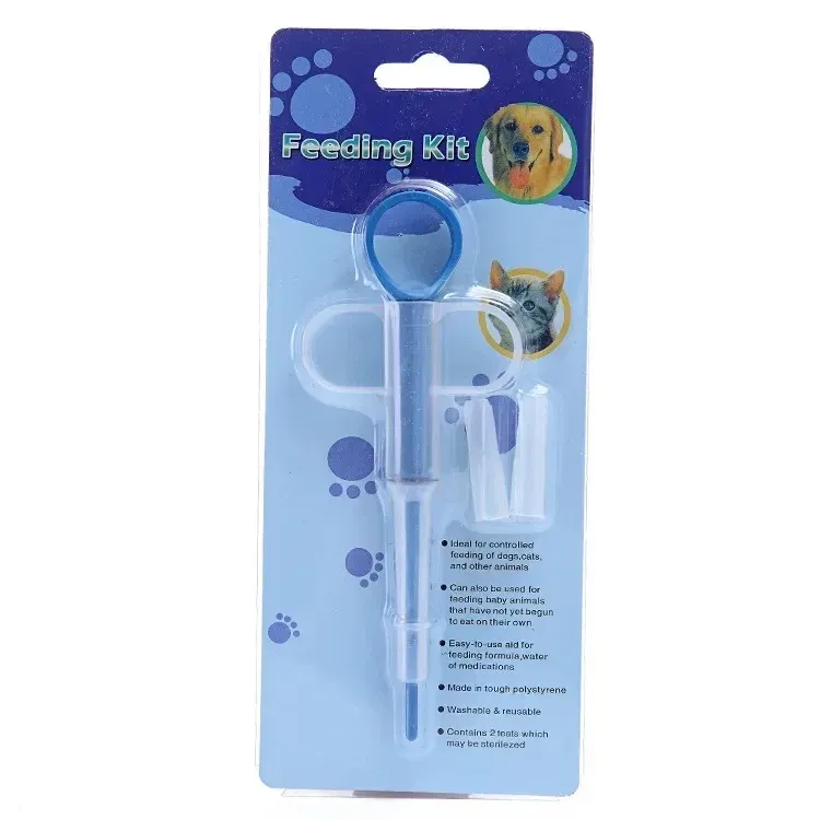 Applicateur de comprimés et seringue pour animaux de compagnie à embout souple, double usage, pour chats (couleur aléatoire) 8