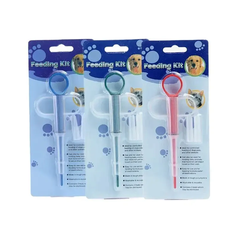 Applicateur de comprimés et seringue pour animaux de compagnie à embout souple, double usage, pour chats (couleur aléatoire) 9