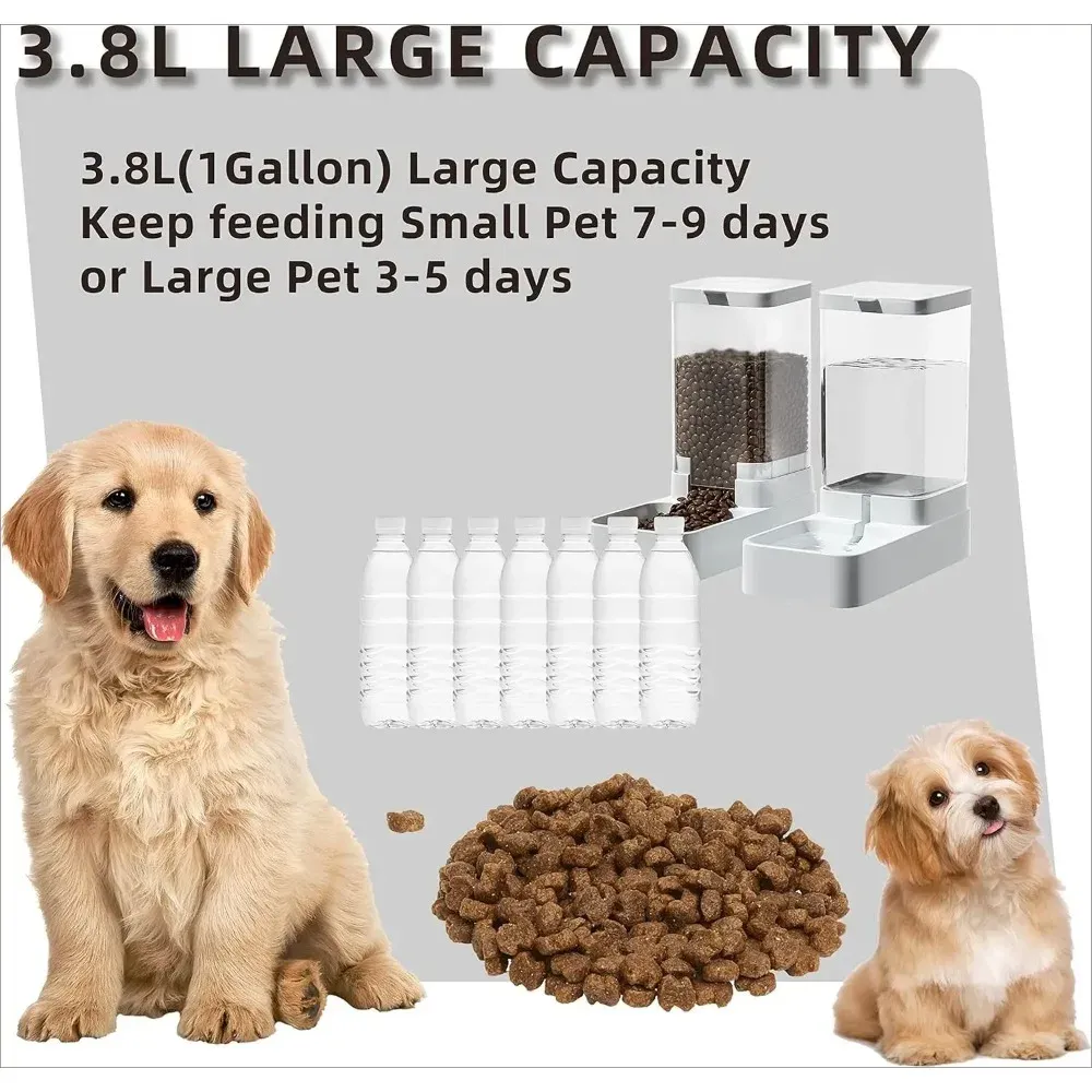 Mangeoire et abreuvoir à gravité pour chiens et chats, distributeur de nourriture grande capacité 3