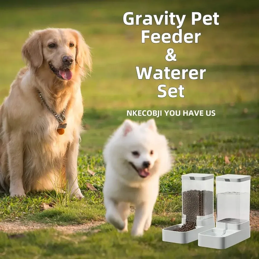 Mangeoire et abreuvoir à gravité pour chiens et chats, distributeur de nourriture grande capacité 2