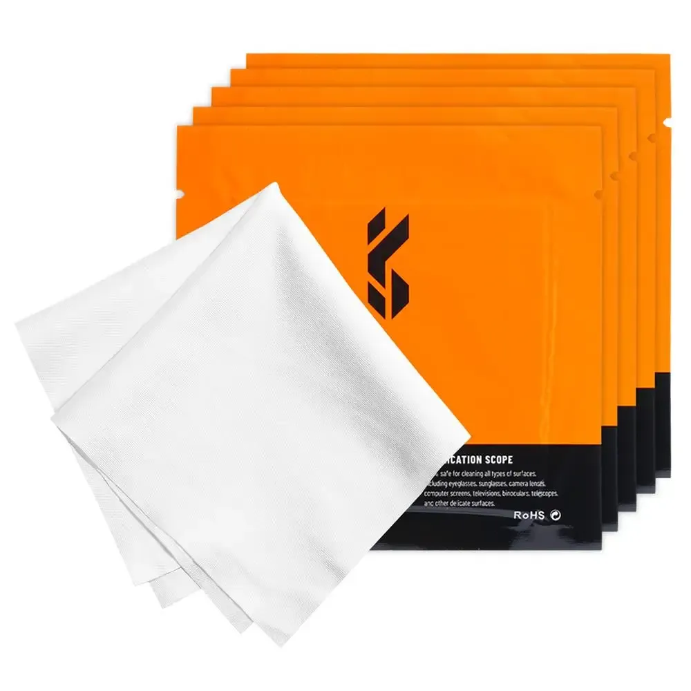 K&F Concept Lot de 5 chiffons de nettoyage en microfibre emballés individuellement sous vide pour objectifs d'appareil photo, smartphones, écrans et lunettes - Image 1