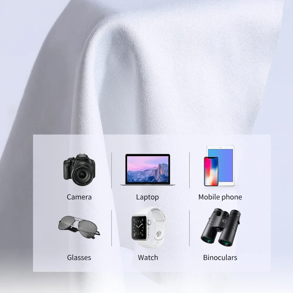 K&F Concept Lot de 5 chiffons de nettoyage en microfibre emballés individuellement sous vide pour objectifs d'appareil photo, smartphones, écrans et lunettes 5