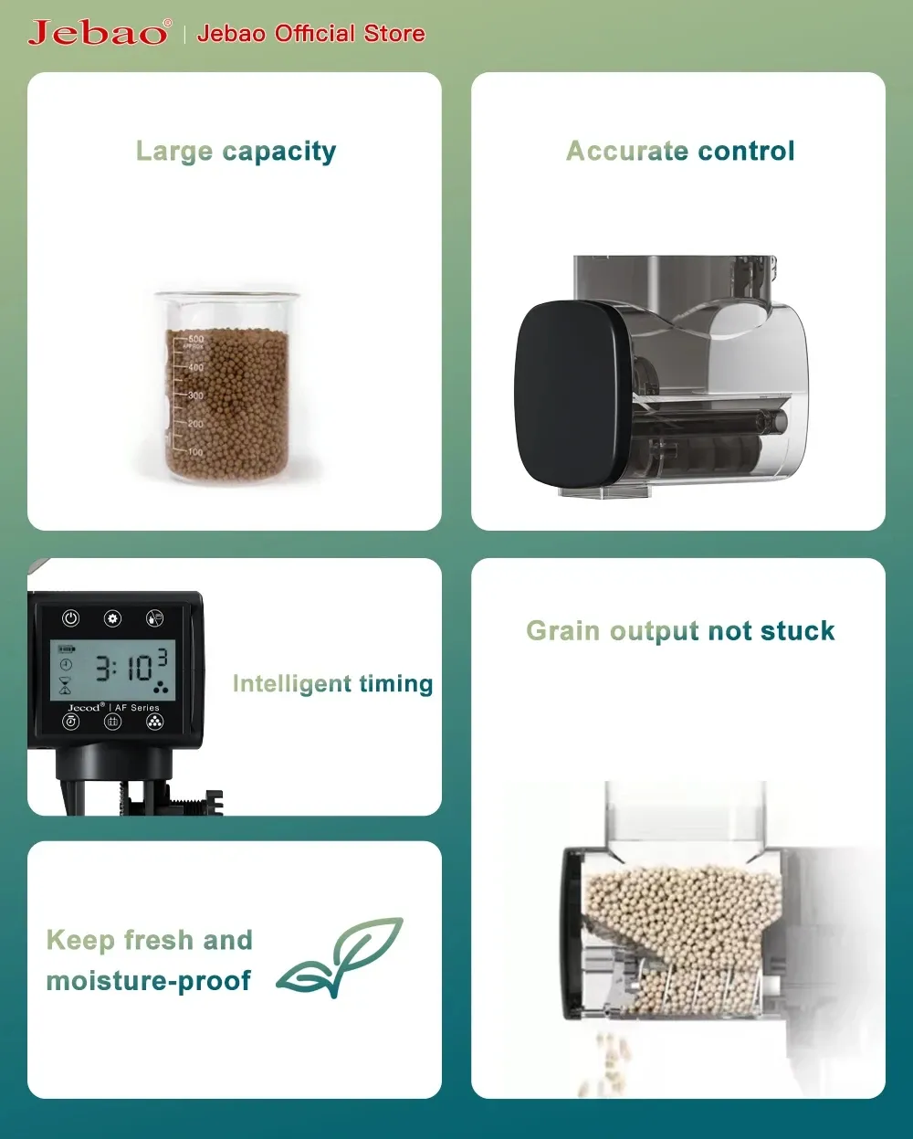 Distributeur automatique pour aquarium Jebao Jecod, réservoir de nourriture