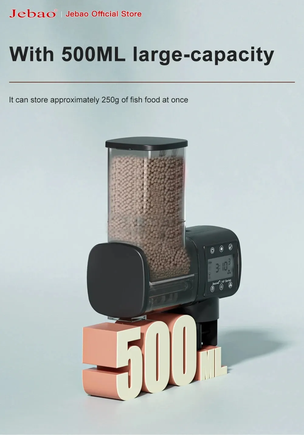 Distributeur automatique pour aquarium Jebao Jecod, finition soignée