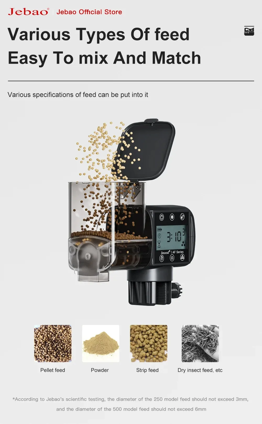 Distributeur automatique pour aquarium Jebao Jecod, mise en situation