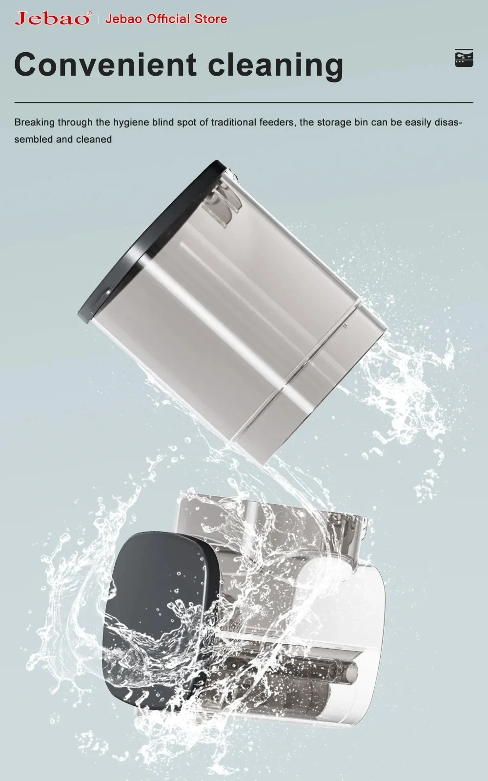 Distributeur automatique pour aquarium Jebao Jecod, vue rapprochée