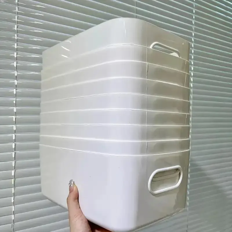 Boîte de rangement à grande capacité avec couvercle, panier de rangement en plastique pour jouets, boîte de rangement pour collations et petits articles divers, organisateur de bureau 10 pièces 6