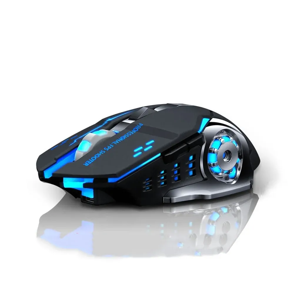 Souris ergonomique sans fil 2,4 GHz et Bluetooth, silencieuse, rechargeable, rétroéclairée, pour bureau, e-sport, ordinateur portable et MacBook 7